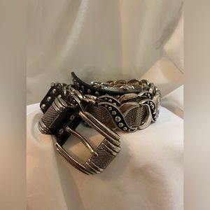 Genuine Leather Unique Silver Metal Studded Belt 36
